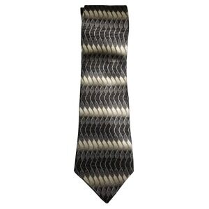 Gianfranco Ruffini Black Tan Geometric Silk Pointed Tie Made in USA